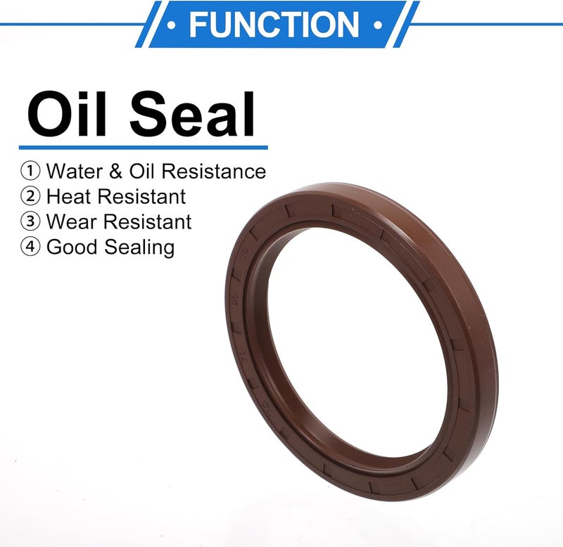 VekAuto Universal Oil Seal TC Double Lip W Steel Spring Seal Ring Rotary Shaft Seal 70x90x10mm High Pressure FKM Rubber Brown 2 Pcs - Image 3